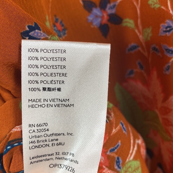 Anthropologie Womens Floral Boho Chiffon Button Front Puffed Sleeve Blouse - Picture 14 of 16